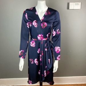 Joie wrap dress floral kimono style navy blue and pink XS / extra small